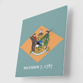 アメリカ合衆国デラウェア州旗と時計 スクエア壁時計 (傾斜)