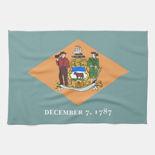 アメリカ合衆国デラウェア州旗を持つキッチンタオル キッチンタオル (横)