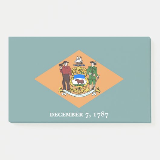 アメリカ合衆国デラウェア州旗を持つノート ポストイット (正面)