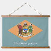 アメリカ合衆国デラウェア州旗を掲げたウォールタペストリー 吊り下げ型タペストリー (正面)