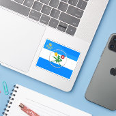 アメリカ合衆国ニューヨーク州クイーンズの旗 シール (ノートパソコンとiPhone)