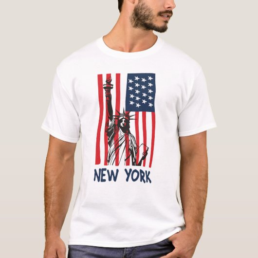 アメリカ合衆国ニューヨーク自由大将旗 Tシャツ (正面)