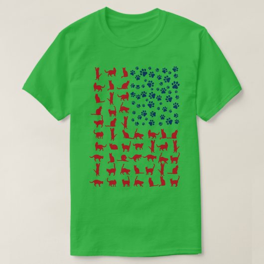 アメリカ合衆国ネコ国旗 Tシャツ (デザイン正面)