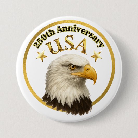 アメリカ合衆国ハクトウワシ250周年記念ゴールドスター 缶バッジ (正面)