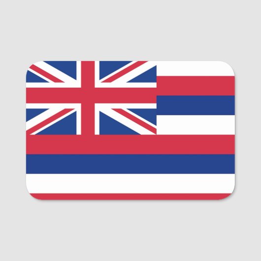 アメリカ合衆国ハワイ州旗を持つ愛国的な名前タグ 名札 (正面)