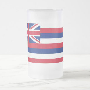 アメリカ合衆国ハワイ州旗を持つ曇りガラスのマグカップ フロストグラスビールジョッキ