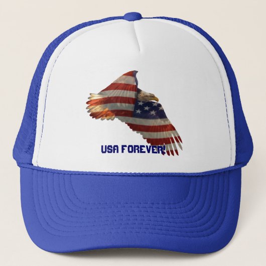 アメリカ合衆国バルドイーグル&米国国旗USA FOREVER Hat キャップ (正面)