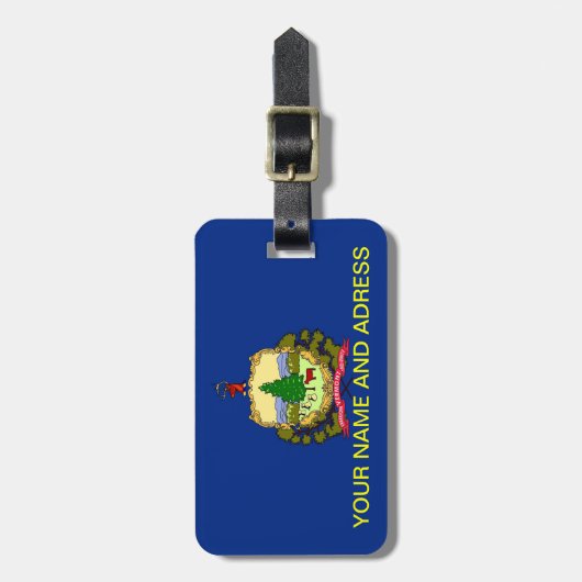 アメリカ合衆国バーモント州旗を持つ荷札 ラゲッジタグ (正面縦)