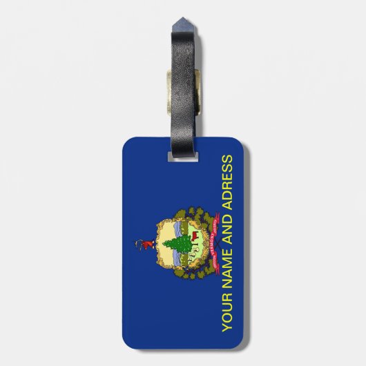 アメリカ合衆国バーモント州旗を持つ荷札 ラゲッジタグ (裏面縦)