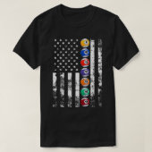 アメリカ合衆国ビリヤード国旗 Tシャツ (デザイン正面)