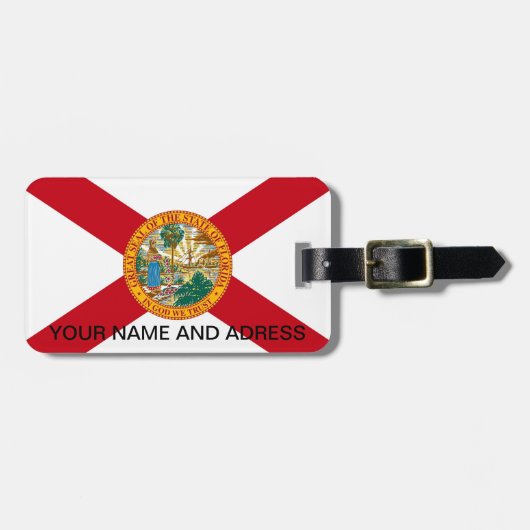 アメリカ合衆国フロリダ州旗と荷物タグ ラゲッジタグ (正面横)
