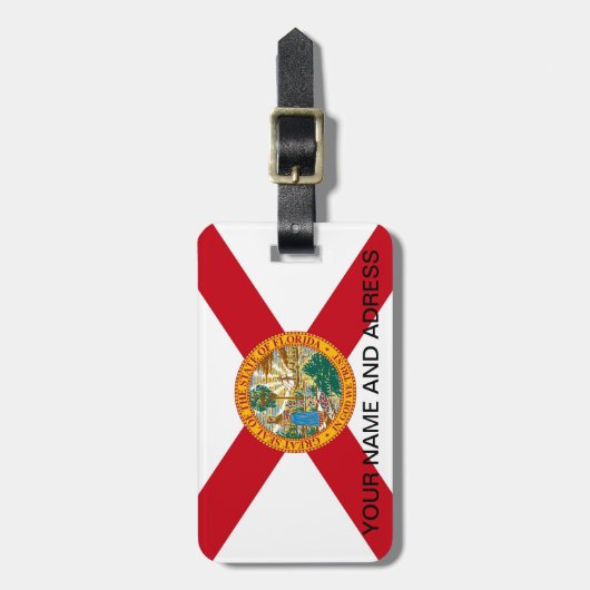 アメリカ合衆国フロリダ州旗と荷物タグ ラゲッジタグ (正面縦)