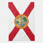 アメリカ合衆国フロリダ州旗を持つキッチンタオル キッチンタオル (縦)