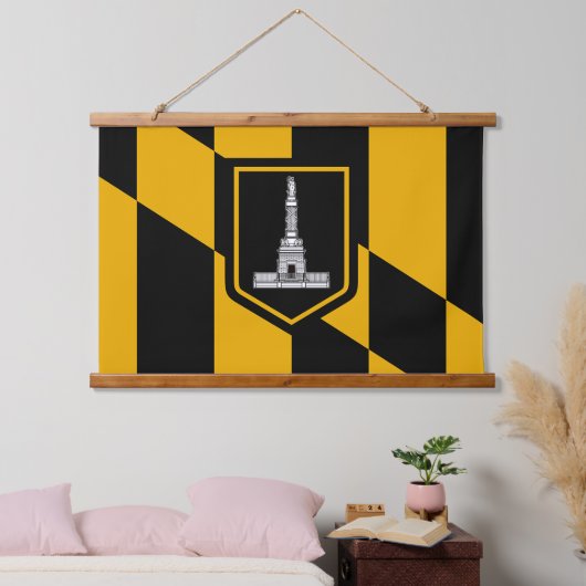 アメリカ合衆国ボルチモア市旗と壁のタペストリー 吊り下げ型タペストリー (寝室)