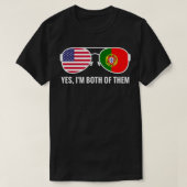 アメリカ合衆国ポルトガル国旗サングラスポルトガル人 Tシャツ (デザイン正面)