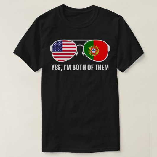 アメリカ合衆国ポルトガル国旗サングラスポルトガル人 Tシャツ (デザイン正面)
