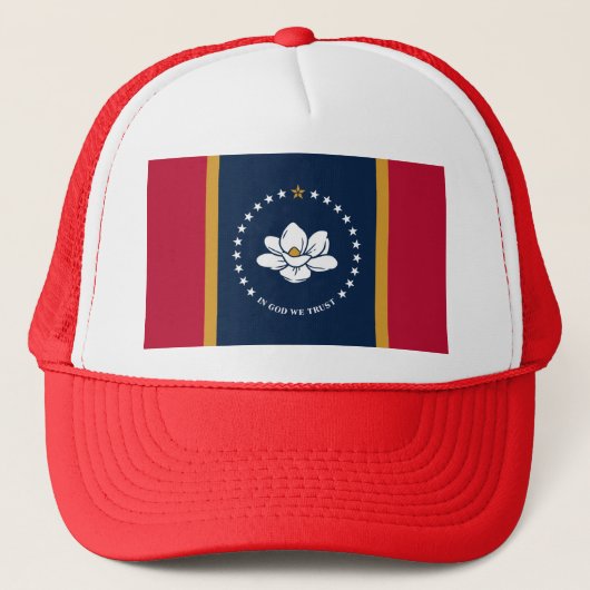 アメリカ合衆国ミシシッピ州の旗付き帽子 キャップ (正面)