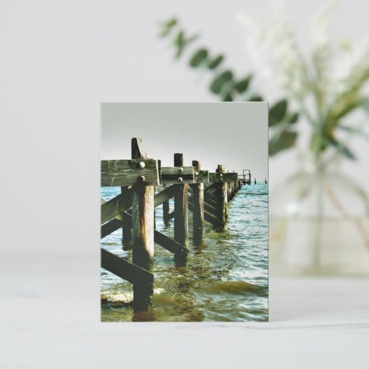 アメリカ合衆国ミシシッピ州ゴルフ海岸の破壊された桟橋のポストカード ポストカード (スタンド正面)