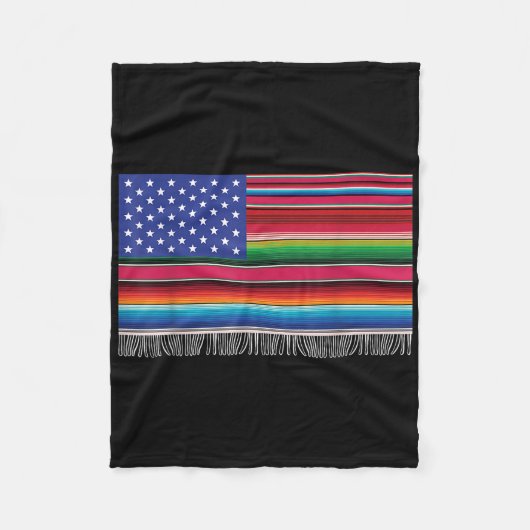 アメリカ合衆国メキシコ国旗Serape Cinco De Mayo フリースブランケット (正面)