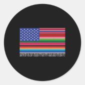アメリカ合衆国メキシコ国旗Serape Cinco De Mayo ラウンドシール (正面)