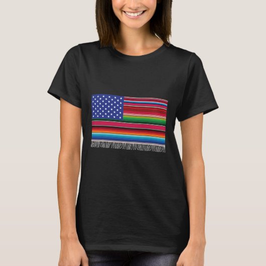アメリカ合衆国メキシコ国旗Serape Cinco De Mayo Tシャツ (正面)