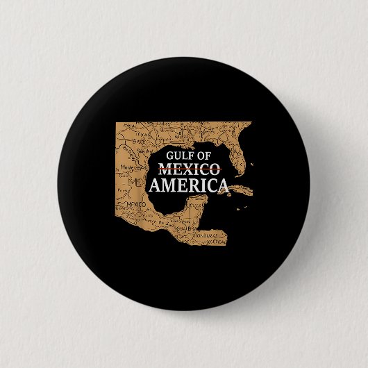 アメリカ合衆国メキシコ湾岸 2025年地図 レトロ 缶バッジ (正面)