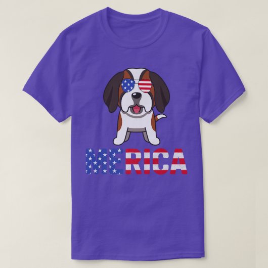 アメリカ合衆国メリカ国旗ベルナルドグサングラス愛国心4 Tシャツ (デザイン正面)