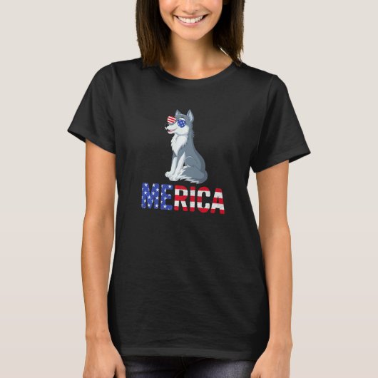 アメリカ合衆国メリカ国旗WolfサングラスJの愛国心4 Tシャツ (正面)