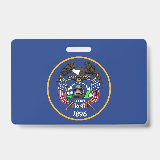 アメリカ合衆国ユタ州の旗が付いた名札 バッジ (正面)