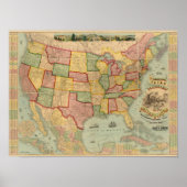 アメリカ合衆国ユニオン鉄道の州の地統一された図 ポスター (正面)