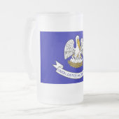 アメリカ合衆国ルイジアナ州旗を持つ曇りガラスのマグカップ フロストグラスビールジョッキ (正面左)