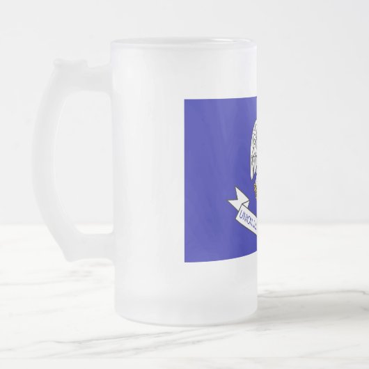 アメリカ合衆国ルイジアナ州旗を持つ曇りガラスのマグカップ フロストグラスビールジョッキ (左)