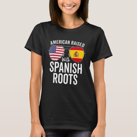 アメリカ合衆国ルーツスペインのアメリカ国旗で育った Tシャツ (正面)
