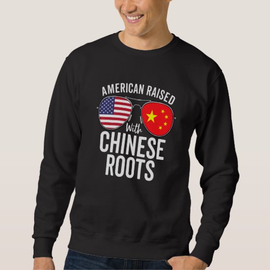 アメリカ合衆国ルーツ中国のアメリカ中国国旗 スウェットシャツ (正面)