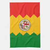 アメリカ合衆国ロサンゼルス国旗を掲げたキッチンタオル キッチンタオル (縦)