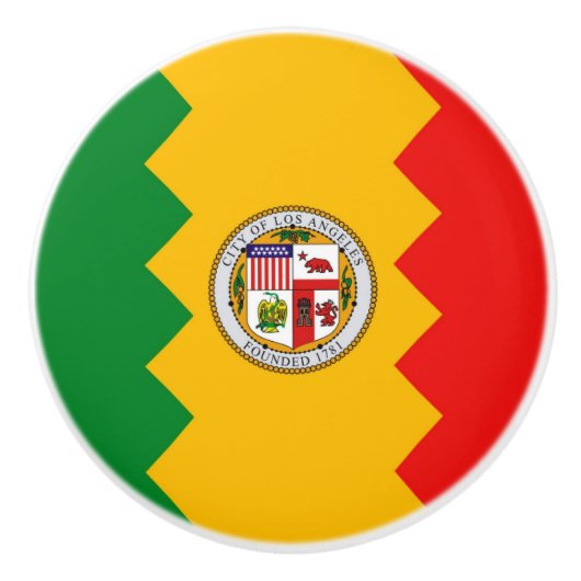 アメリカ合衆国ロサンゼルス州旗とセラミックノブの引っ張り セラミックノブ (正面)
