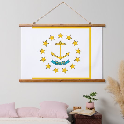 アメリカ合衆国ロードアイランド州旗を持つウォールタペストリー 吊り下げ型タペストリー (寝室)