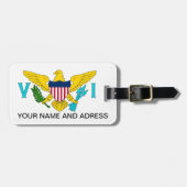 アメリカ合衆国ヴァージン諸島国旗を持つ荷札 ラゲッジタグ (正面横)