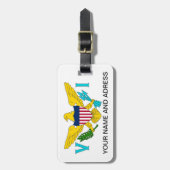 アメリカ合衆国ヴァージン諸島国旗を持つ荷札 ラゲッジタグ (正面縦)