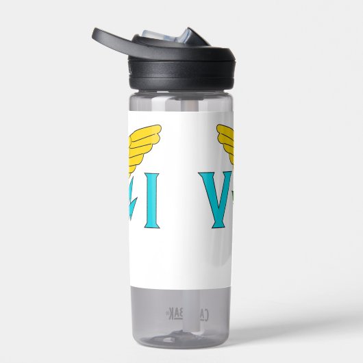 アメリカ合衆国ヴァージン諸島国旗を掲げたウォーターボトル ウォーターボトル (右面)