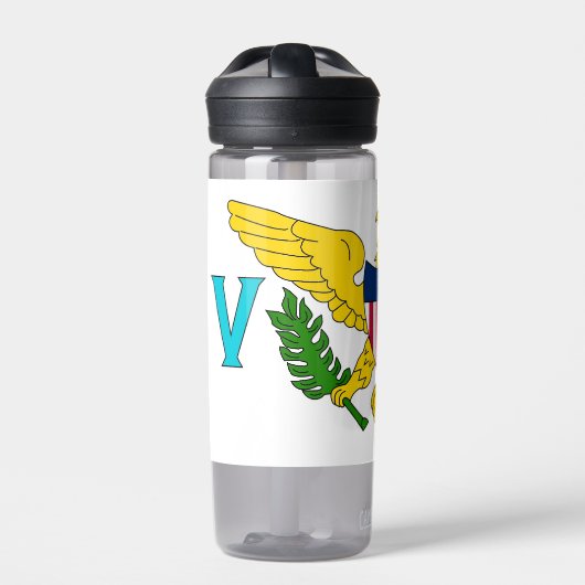 アメリカ合衆国ヴァージン諸島国旗を掲げたウォーターボトル ウォーターボトル (正面)