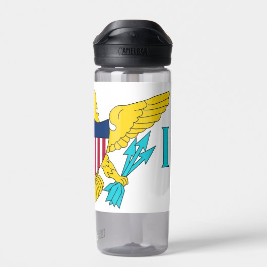 アメリカ合衆国ヴァージン諸島国旗を掲げたウォーターボトル ウォーターボトル (背面)