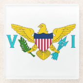 アメリカ合衆国ヴァージン諸島国旗を掲げたガラスコースター ガラスコースター (正面)