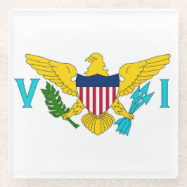 アメリカ合衆国ヴァージン諸島国旗を掲げたガラスコースター ガラスコースター