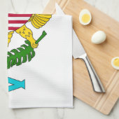 アメリカ合衆国ヴァージン諸島国旗を掲げたキッチンタオル キッチンタオル (四つ折り)