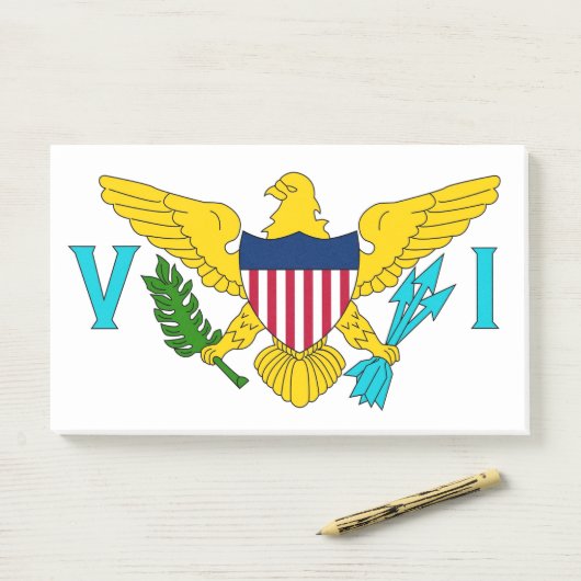 アメリカ合衆国ヴァージン諸島国旗を掲げたメモ ポストイット (デスク)