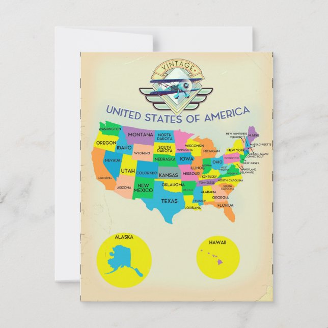 アメリカ合衆国ヴィンテージスタイル地図 (正面)