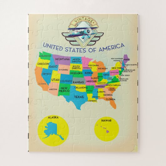 アメリカ合衆国ヴィンテージスタイル地図 ジグソーパズル (縦)