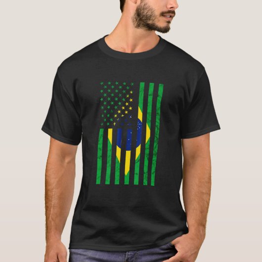アメリカ合衆国ヴィンテージブラジル国旗ブラジリアン・ブラジル Tシャツ (正面)
