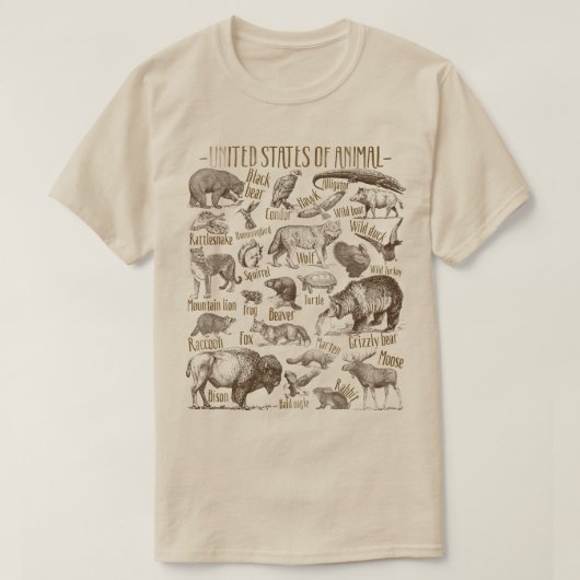 アメリカ合衆国動物 Tシャツ (デザイン正面)